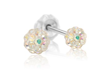 Inverness 105C Krystall Pave Ball 4mm Hvitt Gull, par