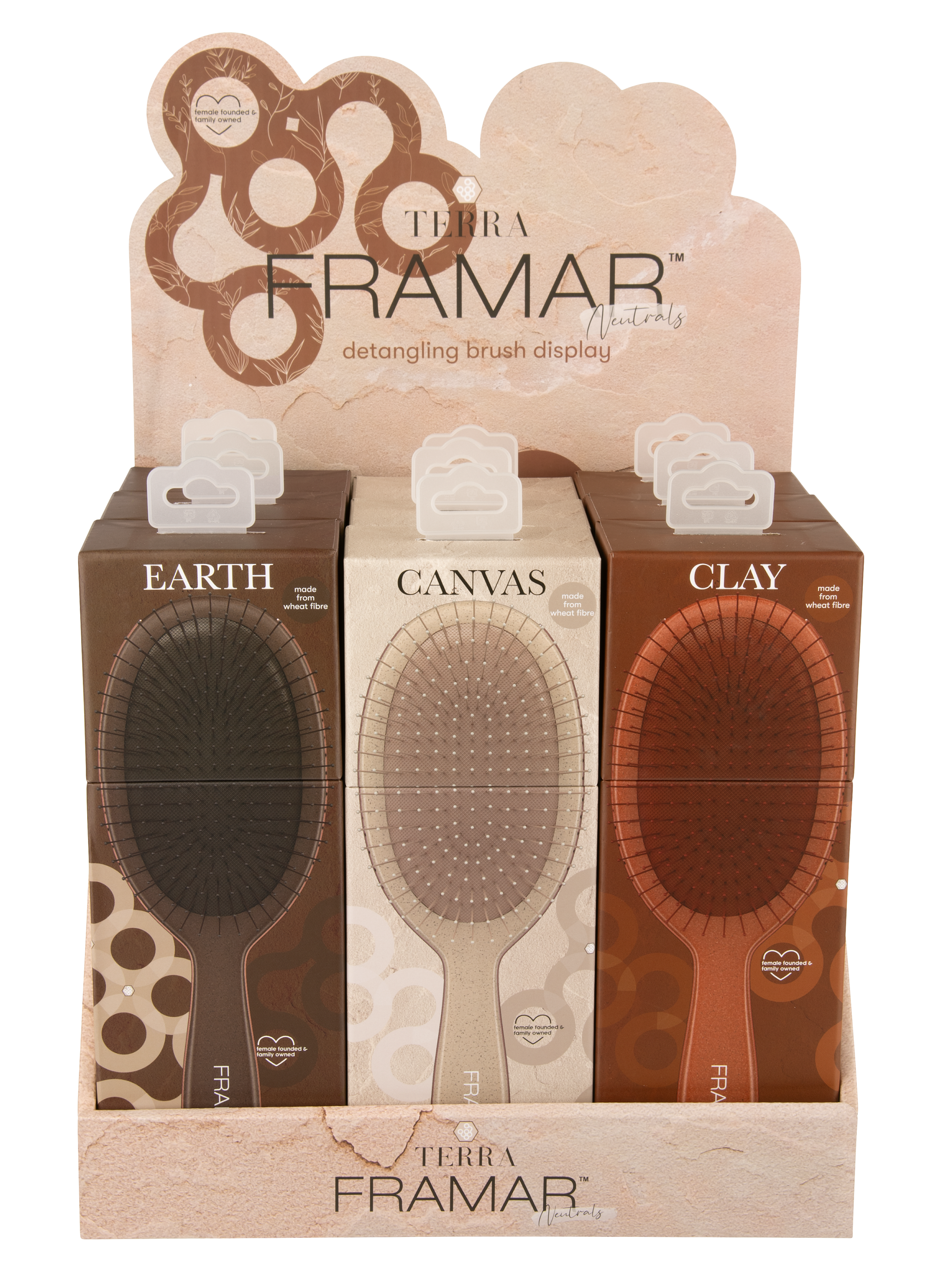 Framar Detangle Brush-Neutrals Terra Display